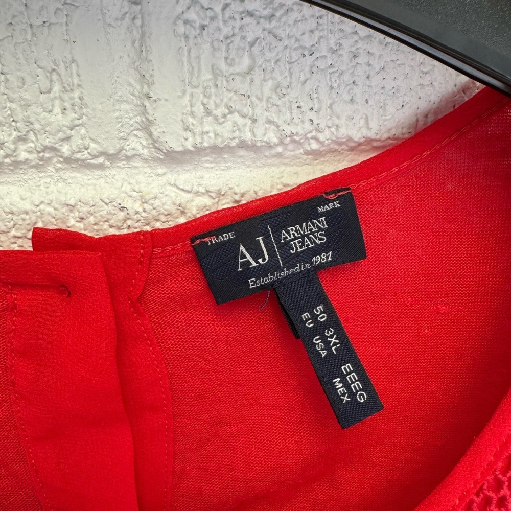 Armani Jeans Red Ribbed Tank Top with Black Trim - Picture 5 of 14